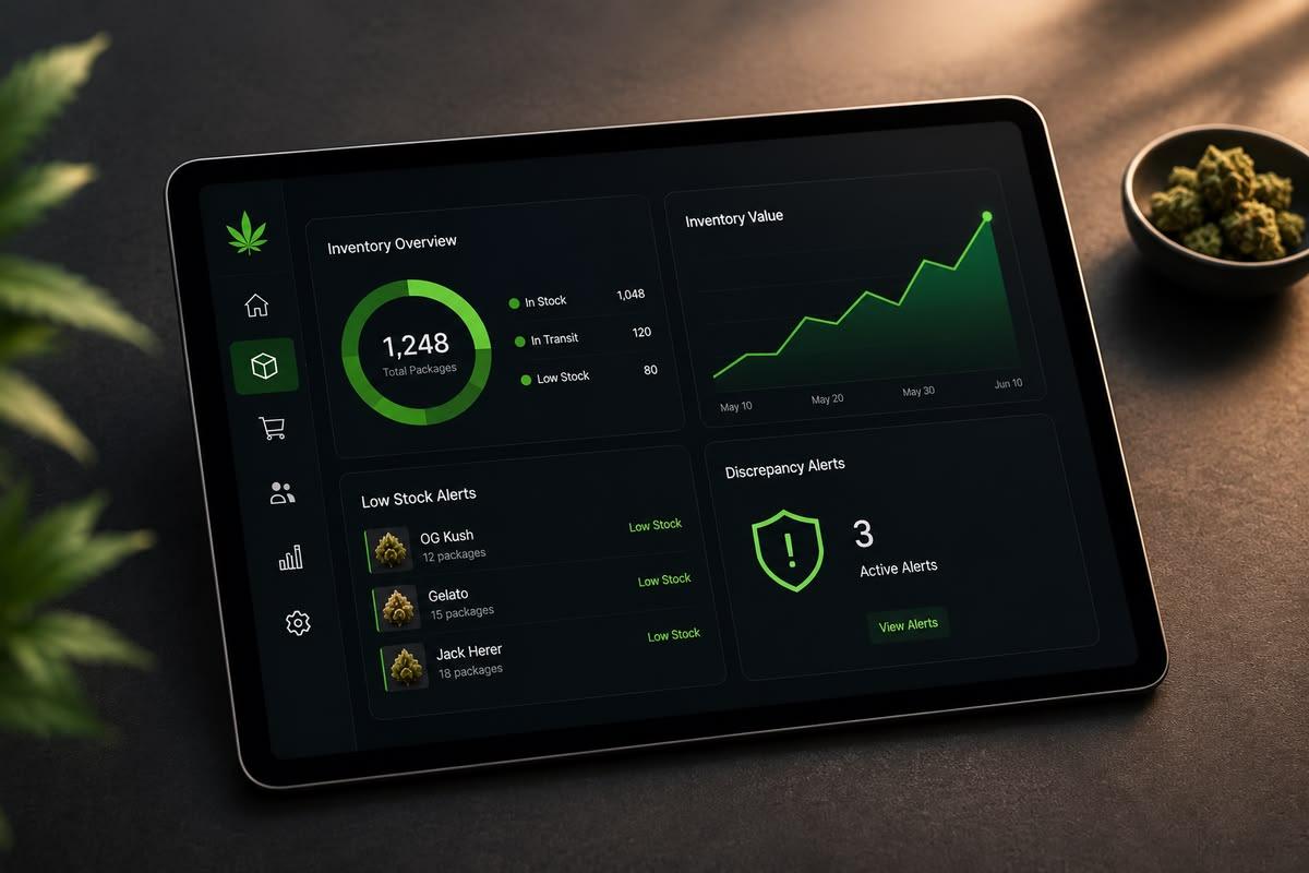 Dispensary manager using cannabis POS inventory visibility tools in Oklahoma